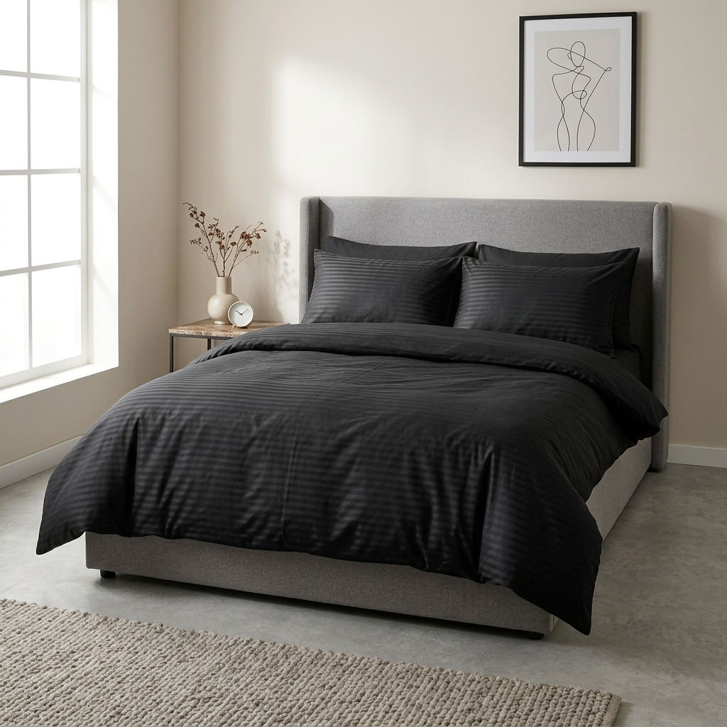 Bomuldssatin lux striped sengetøj