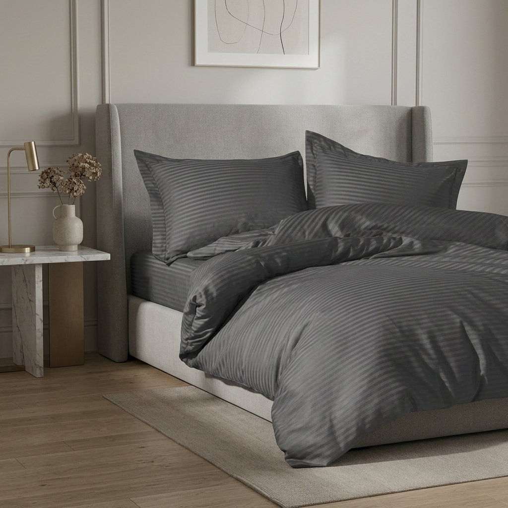 Bomuldssatin lux striped sengetøj