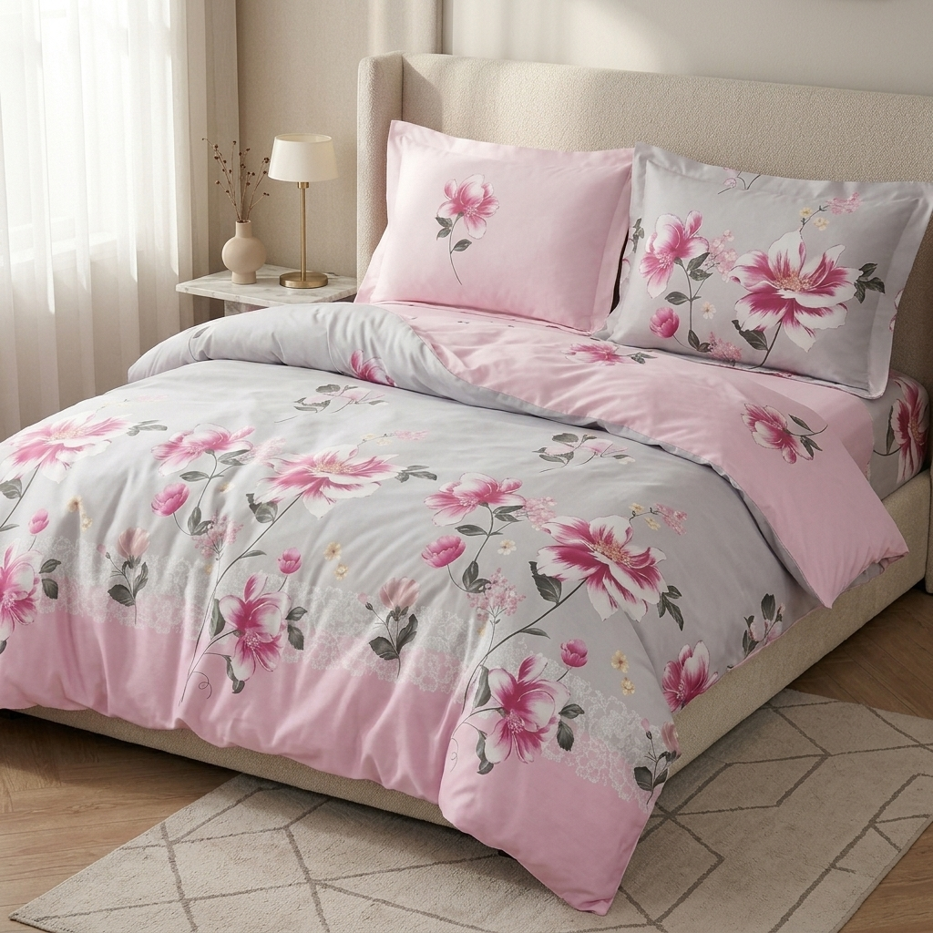 Flowerdream rosa sengetøj